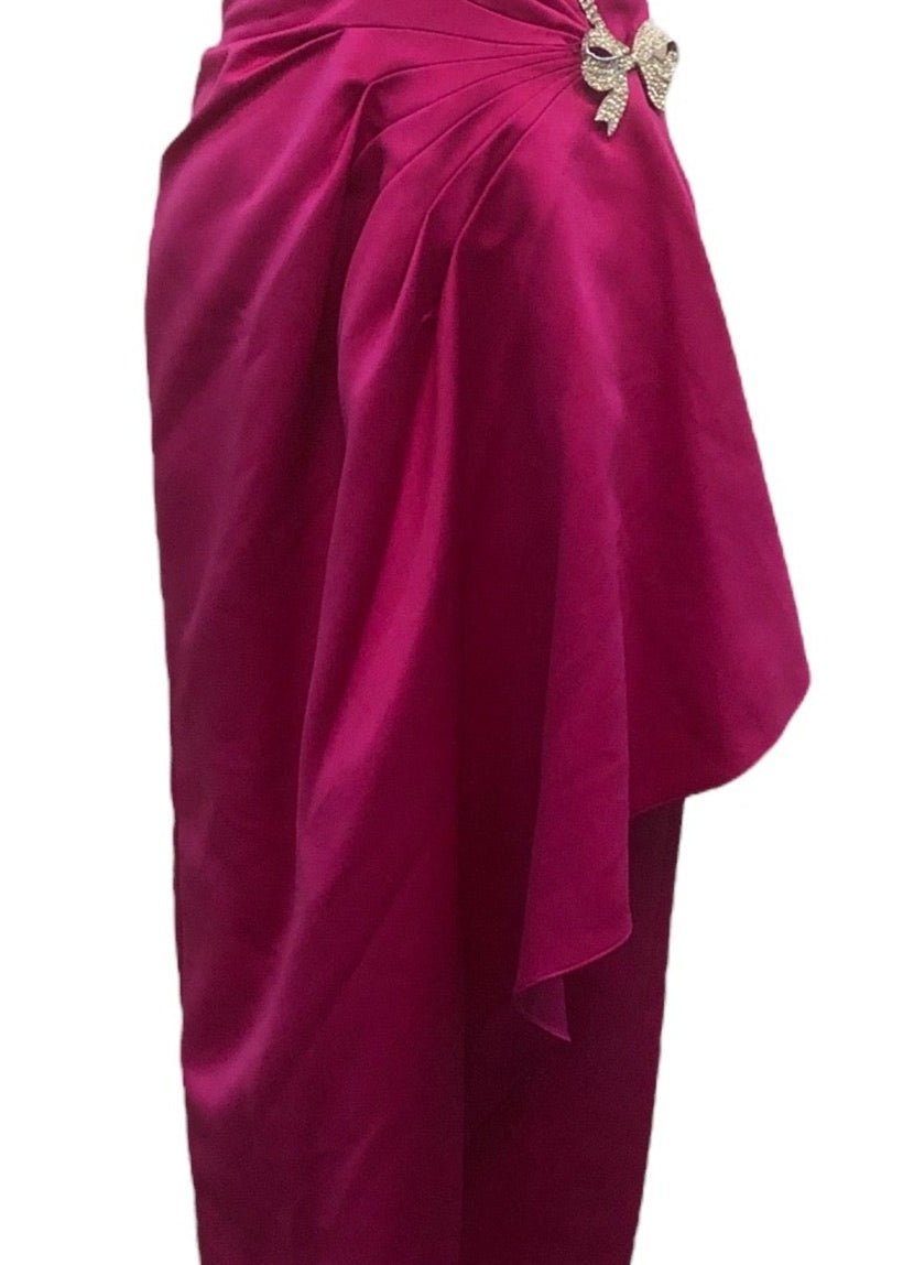 Vicky Tiel 80s Vavoom Gown Fuschia Strapless With Matching Wrap, 2