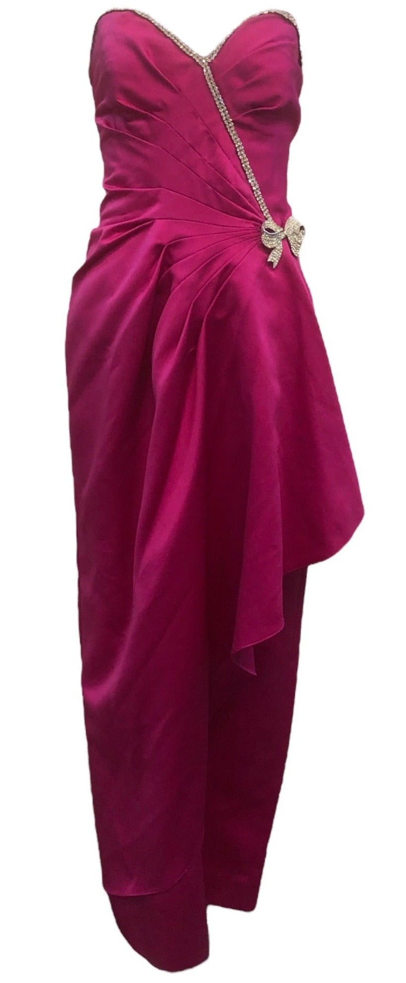 Vicky Tiel 80s Vavoom Gown Fuschia Strapless With Matching Wrap, 2