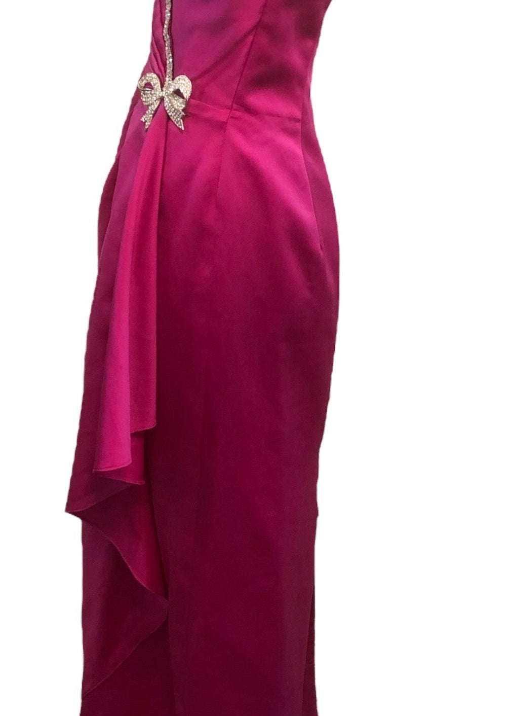 Vicky Tiel 80s Vavoom Gown Fuschia Strapless With Matching Wrap, side