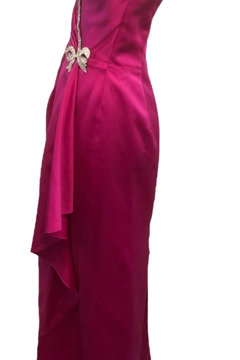 Vicky Tiel 80s Vavoom Gown Fuschia Strapless With Matching Wrap, side