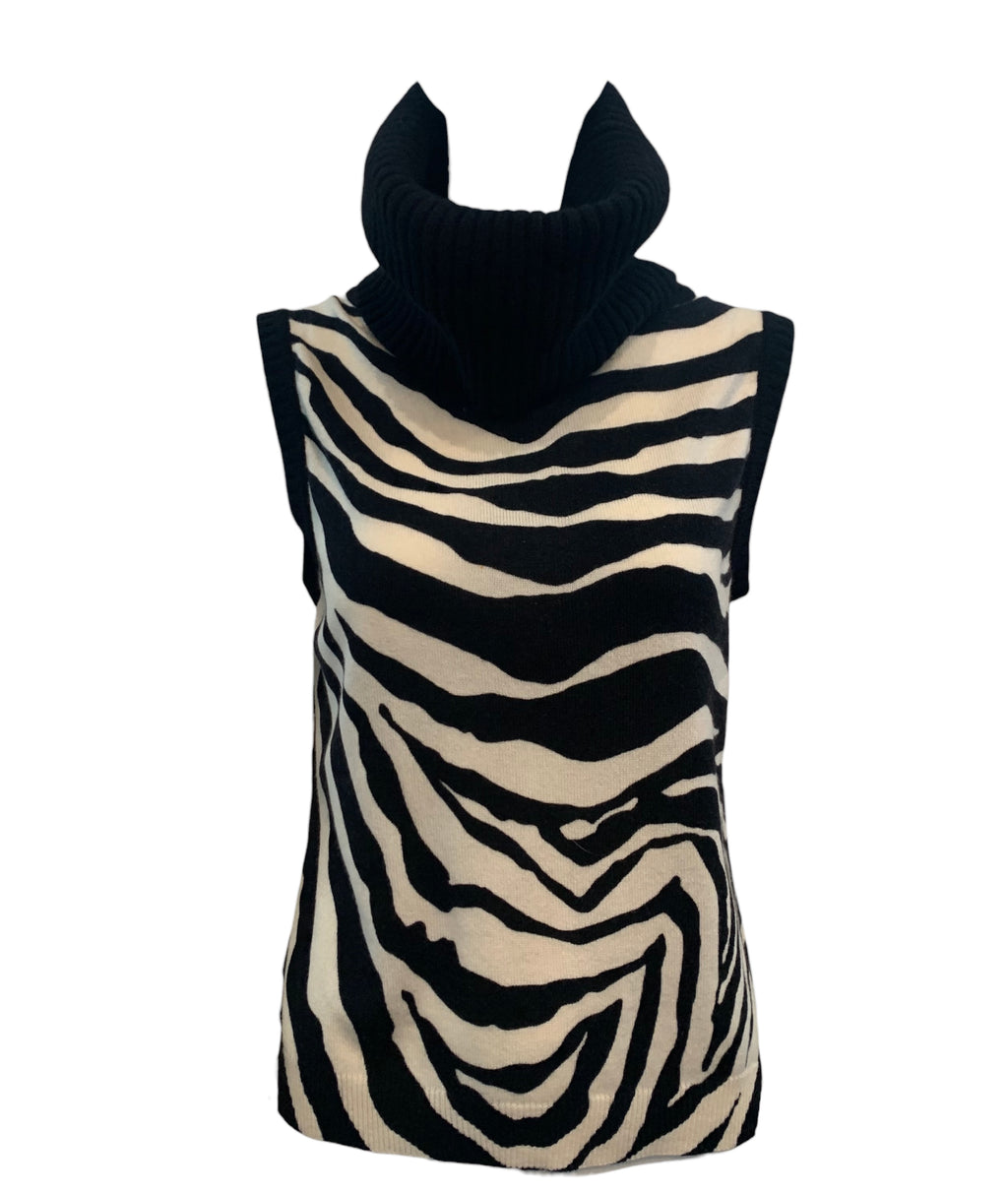 Dolce & Gabbana Y2K Zebra Stripes Cowl Neck Sweater Tank FRONT 1 of 5