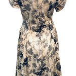  1950's Cotton Day Dress with Squiggle Rose Print BACK 3 of 4