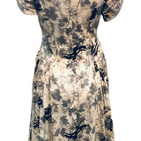  1950's Cotton Day Dress with Squiggle Rose Print BACK 3 of 4