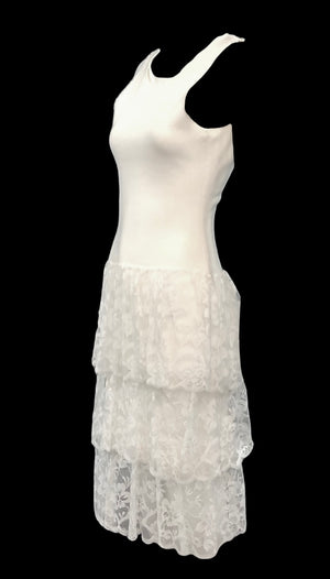 Patrick Kelly White Lace and Cotton Tank Dress