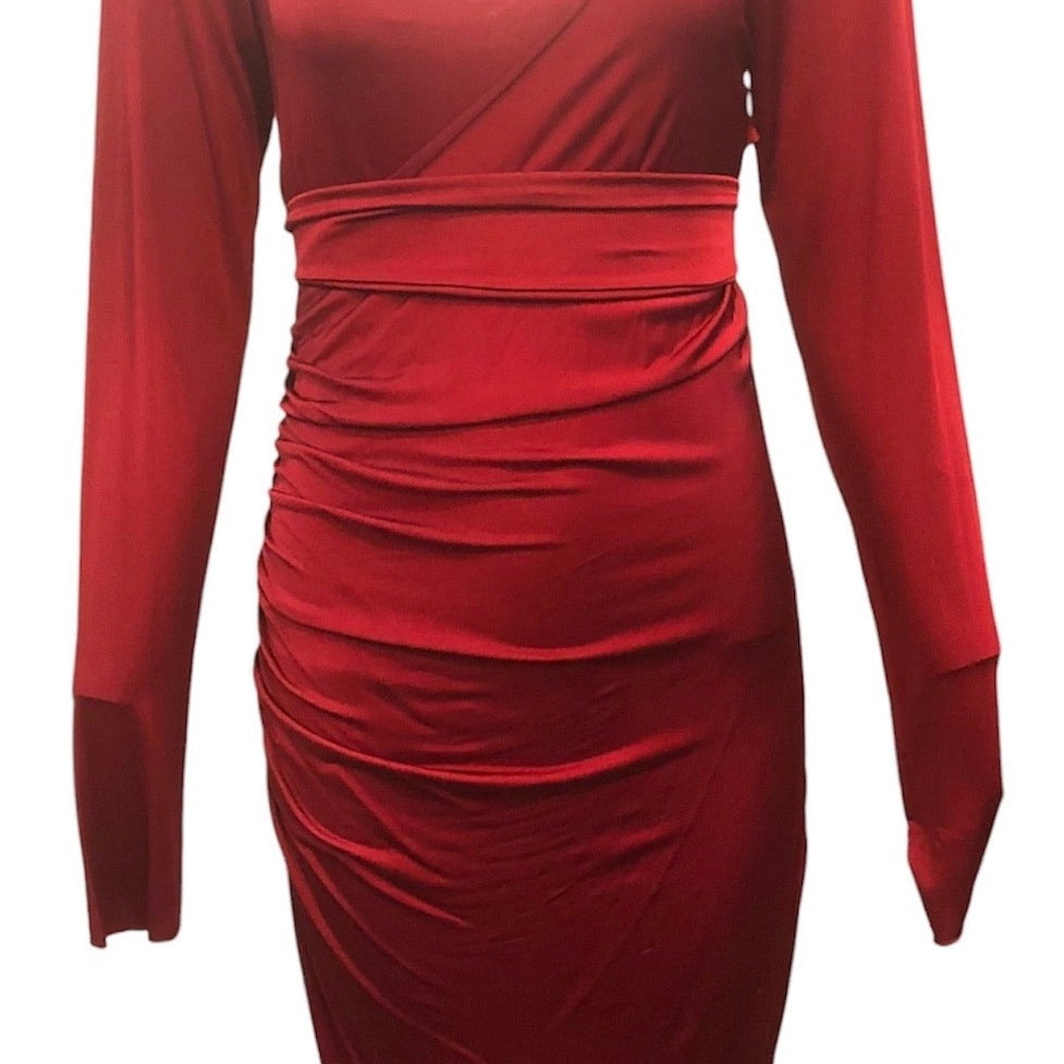 Tom Ford for Gucci 2003 Red Jersey Convertible Body Con DressFRONT 1 of 5