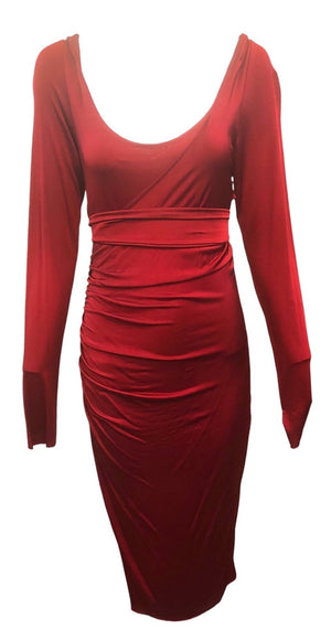 Tom Ford for Gucci 2003 Red Jersey Convertible Body Con DressFRONT 1 of 5