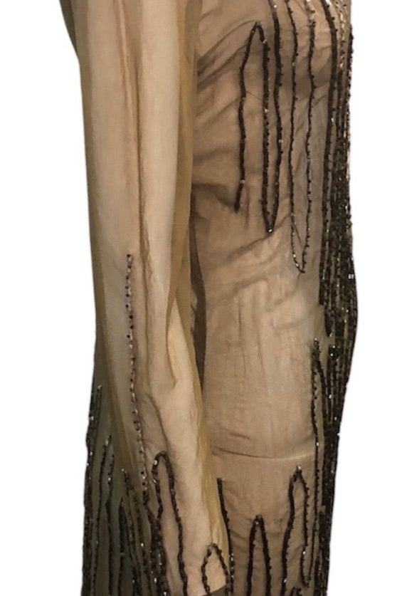 olive green sheer dress Lightweight and comfy olive green sheer dress with tie belt // bust: 56 ; waist: 46 ; length: 49 Mine: 650