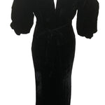  30s Black Silk Velvet Bias Cut Gown with Gold Lame Accents BACK 3 of 5