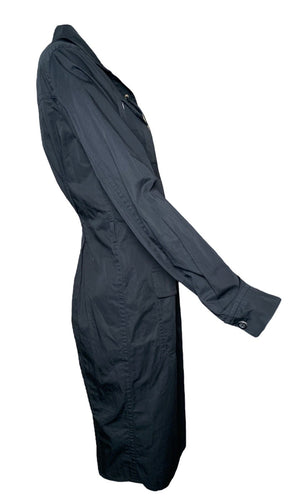YSL Contemporary  Black Cotton Safari Lace Up Dress SIDE 2 of 4