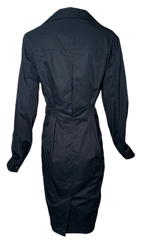 YSL Contemporary  Black Cotton Safari Lace Up Dress BACK 3 of 4