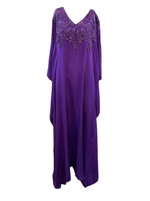 Lorena Sarbu Purple Silk Caftan w/Sequins and Beading NWT