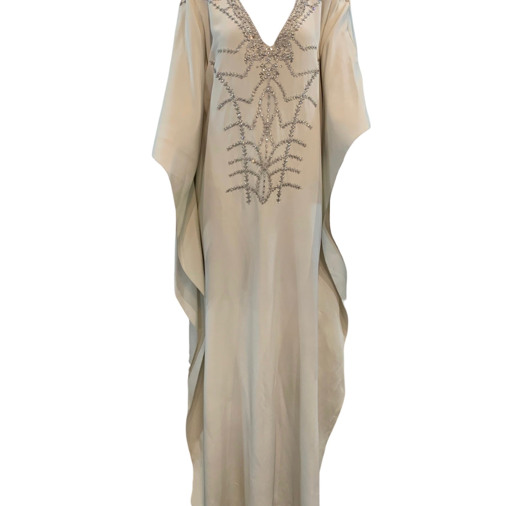 Lorena Sarbu White Jeweled Caftan, NOS