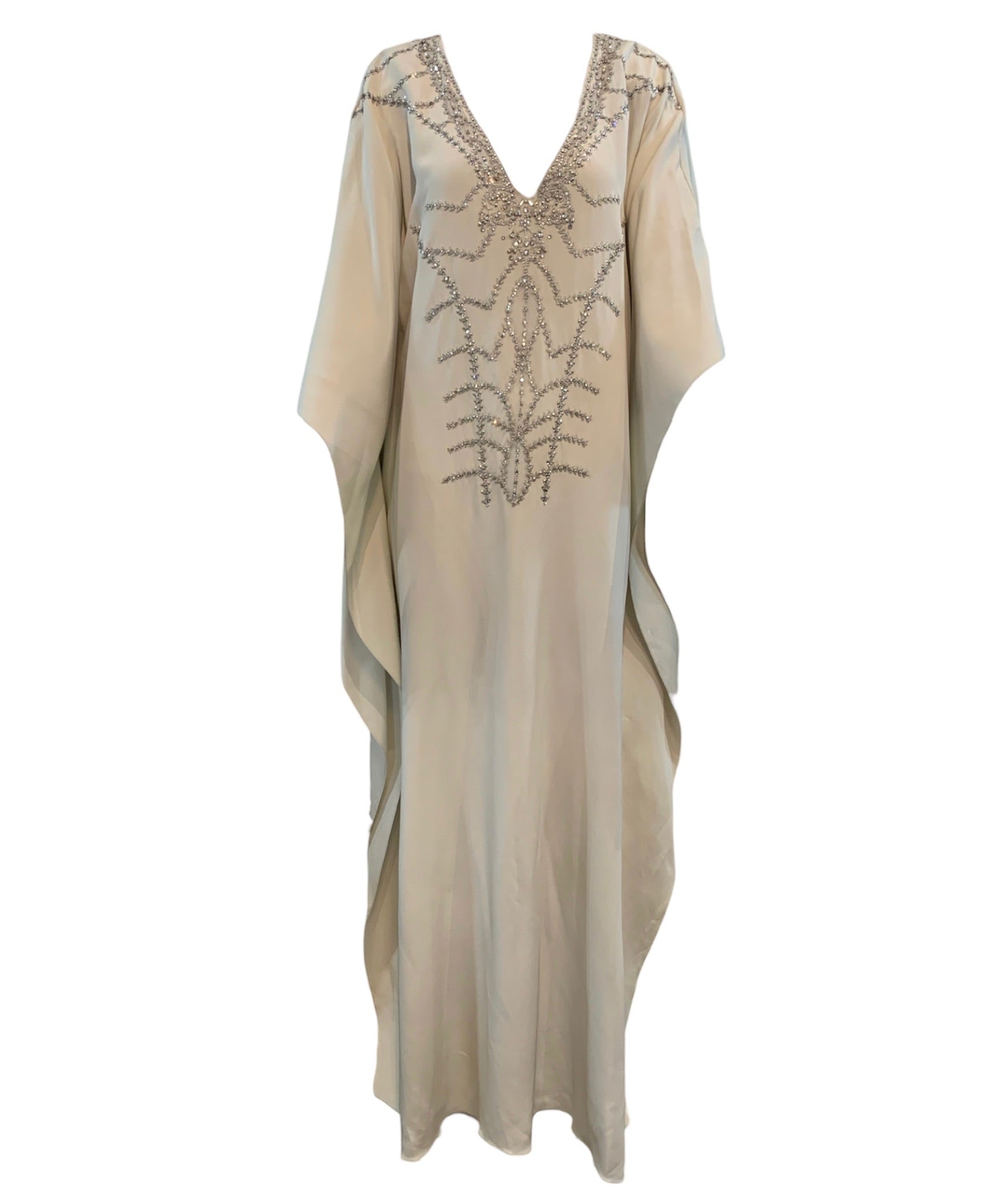 Lorena Sarbu White Jeweled Caftan, NOS