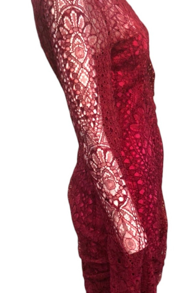 Emilio Pucci 2000's Raspberry Red One Shoulder Lace Mini Dress THE WAY WE WORE Emilio Pucci 2000's Raspberry Red One Shoulder Lace Mini Dress THE WAY WE WORE