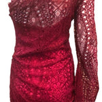 Emilio Pucci 2000s Rasberry One Shoulder Lace Dress BACK 3 of 5