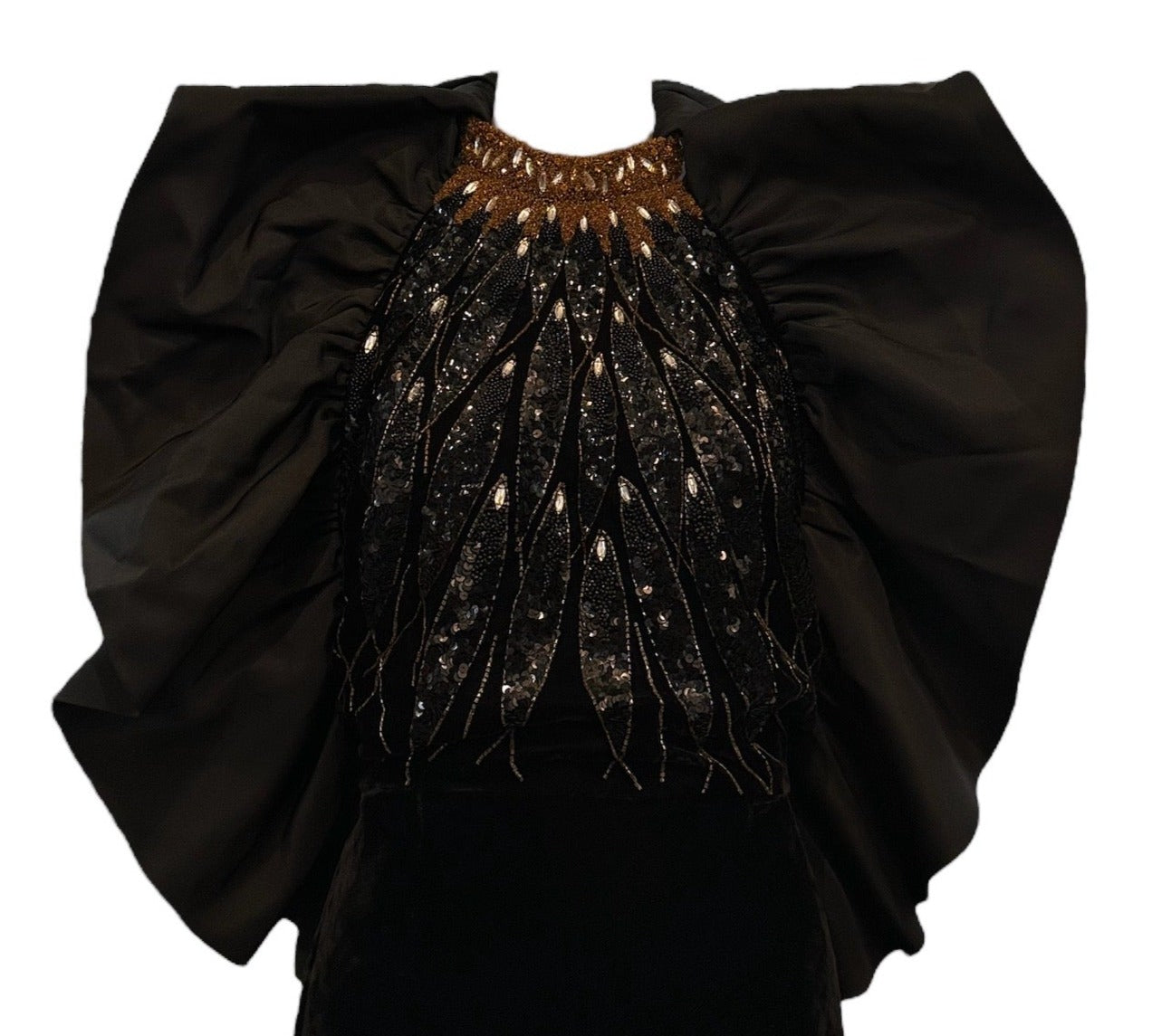 Paul-Louis Orrier 80s Velvet Extravagantly  Beaded Halter Neck Gown DETAIL 4 of 6