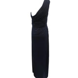 J Mendel Contemporary Deep Blue Jersey One Shoulder Gown BACK 3 of 5