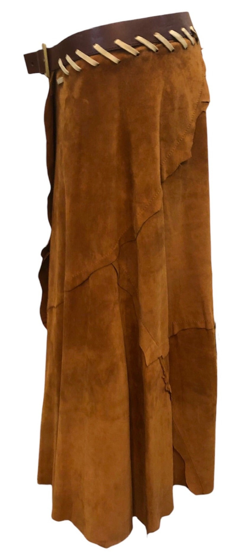 Dolce and Gabbana Y2K Suede Whip Stitched  Wrap Skirt SIDE 2 of 5