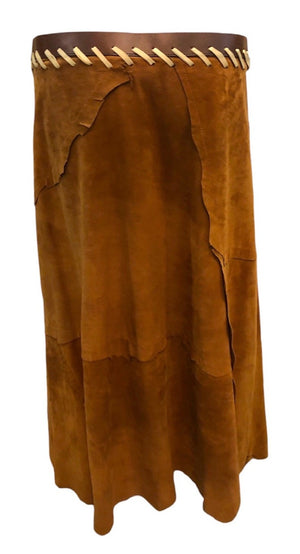 Dolce and Gabbana Y2K Suede Whip Stitched  Wrap Skirt BACK 3 of 5