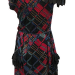 20s Flapper Plaid Beaded Chiffon Party Dress BACK 3 of 6