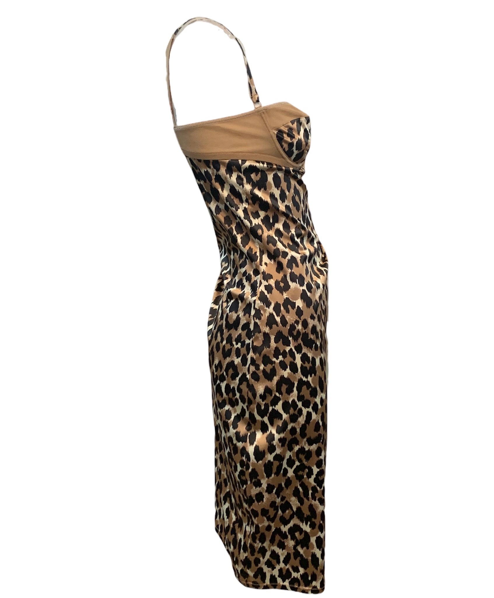 Dolce & Gabbana Y2K Leopard Print Bra Top Slip Dress SIDE 2 of 6