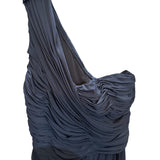 J Mendel Contemporary Deep Blue Jersey One Shoulder Gown DETAIL 4 of 5