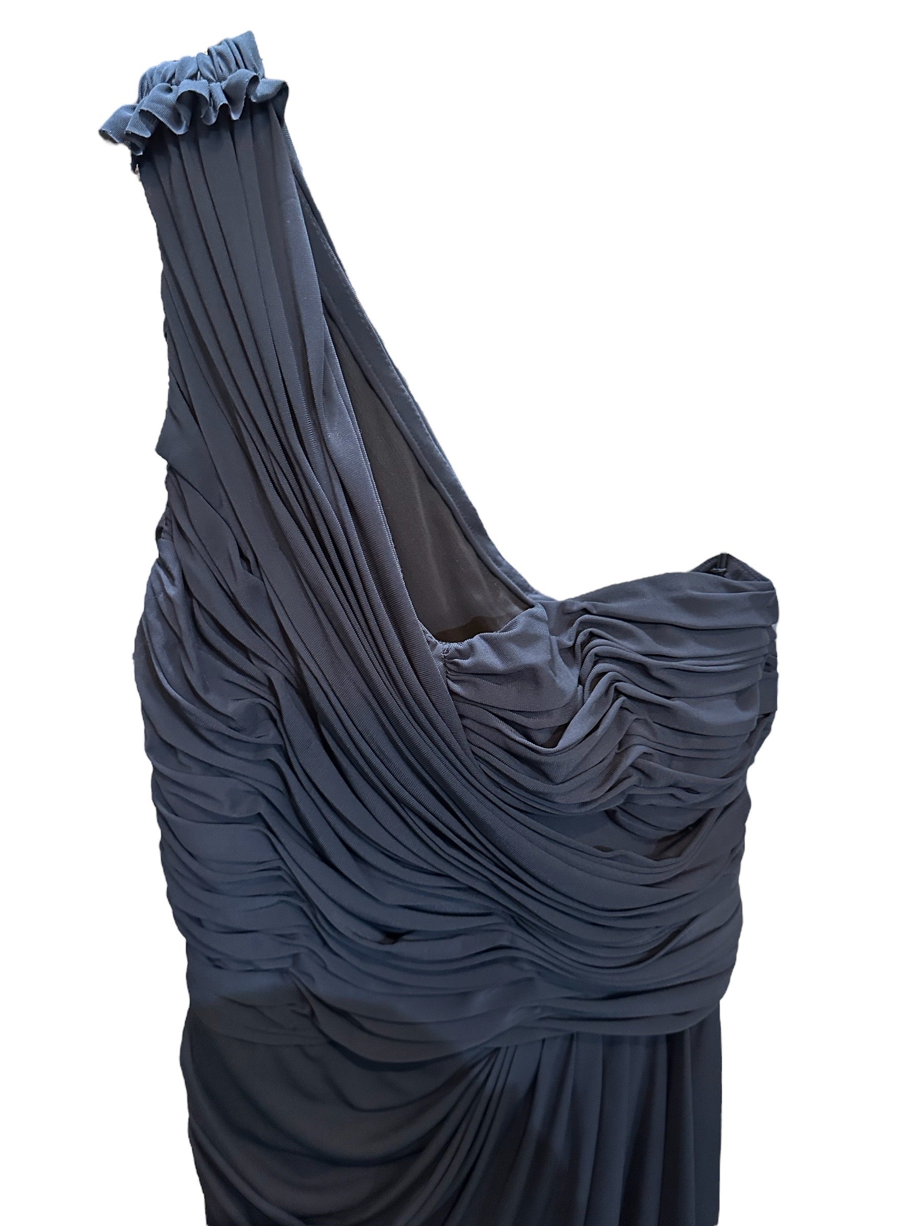 j mendel blue dress J Mendel Deep Blue Jersey One Shoulder Gown, NWT
