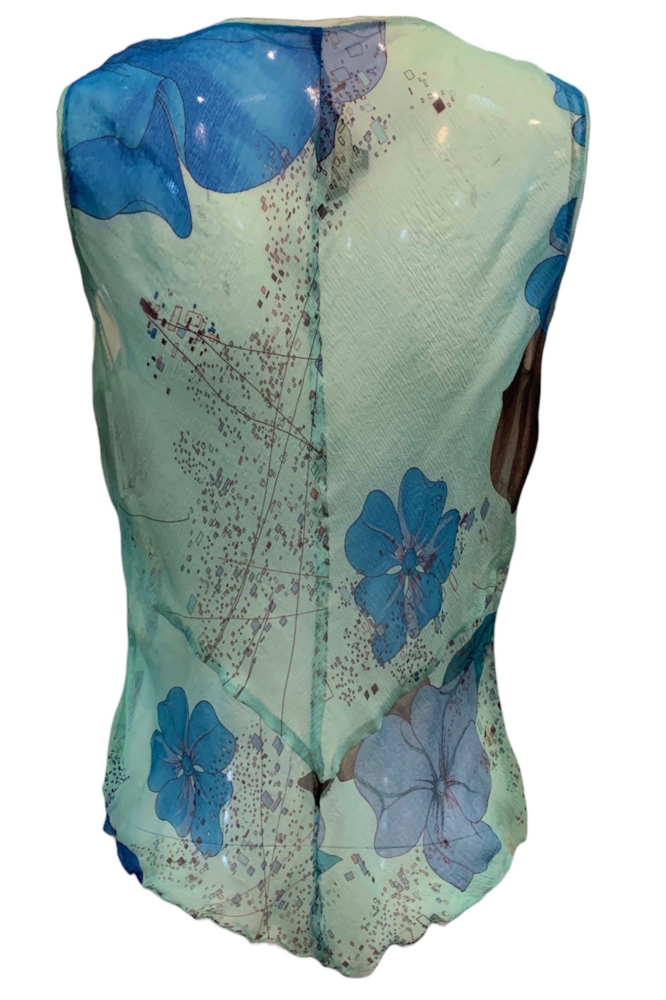 Rozae Nichols Y2K Chiffon Floral Blouse with Appliqued "Dew Drops", back