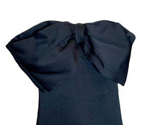  Chloe by Karl Lagerfeld 90s Black Strapless Gown With Huge Bow DETAIL 3 of 4