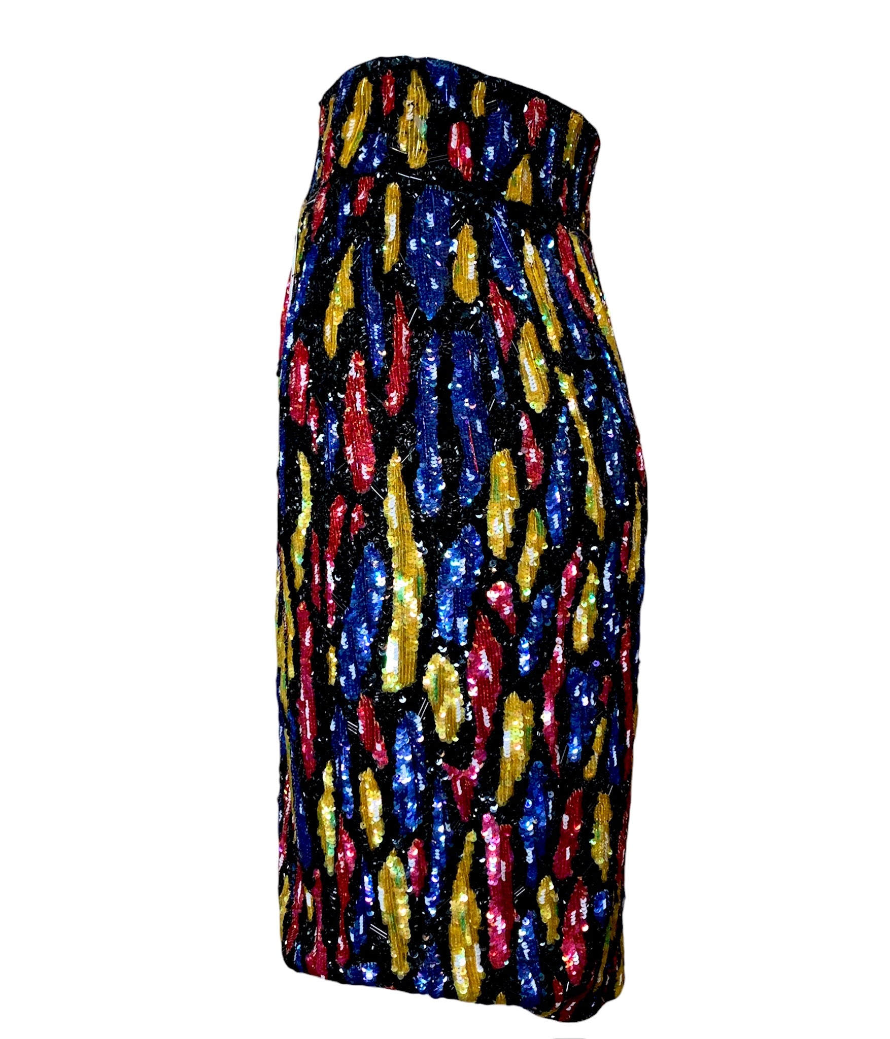Mila Schon 80s Heavily Beaded and Sequined Cocktail Skirt SIDE 2 of 5