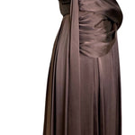 Hardy Amies 50s Chocolate Brown Silk Satin Goddess  Cocktail Dress SIDE 2 of 6