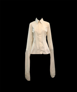 Jean Paul Gaultier 90s White Button Down Shirt with Ridiculously Long Sleeves