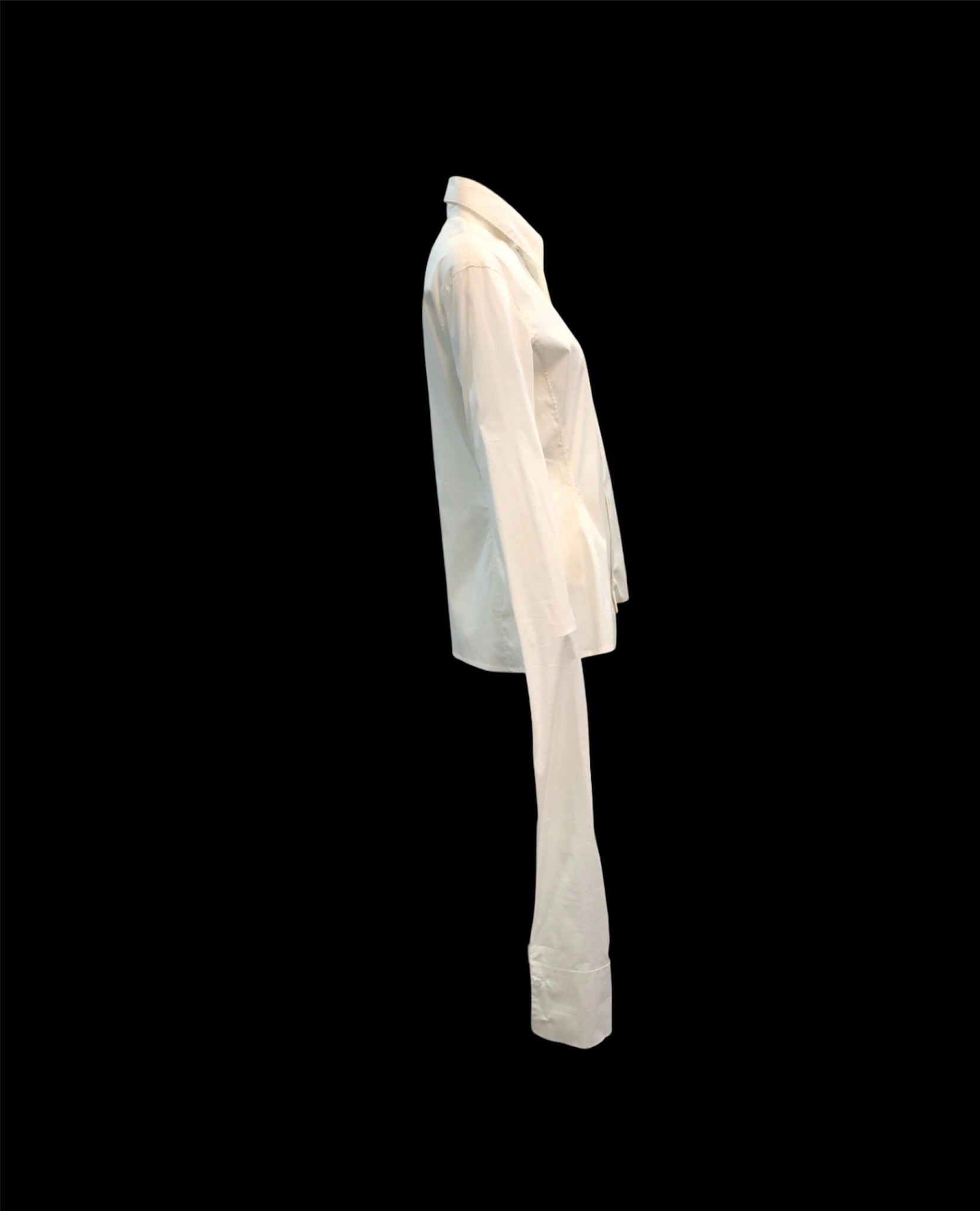 Jean Paul Gaultier 90s White Button Down Shirt with Ridiculously Long Sleeves, side