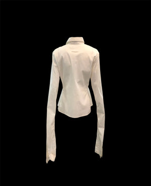 Jean Paul Gaultier 90s White Button Down Shirt with Ridiculously Long Sleeves, back