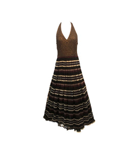 Vintage 70s LOUIS FERAUD Dress Haute COUTURE Dress Brown Silk 