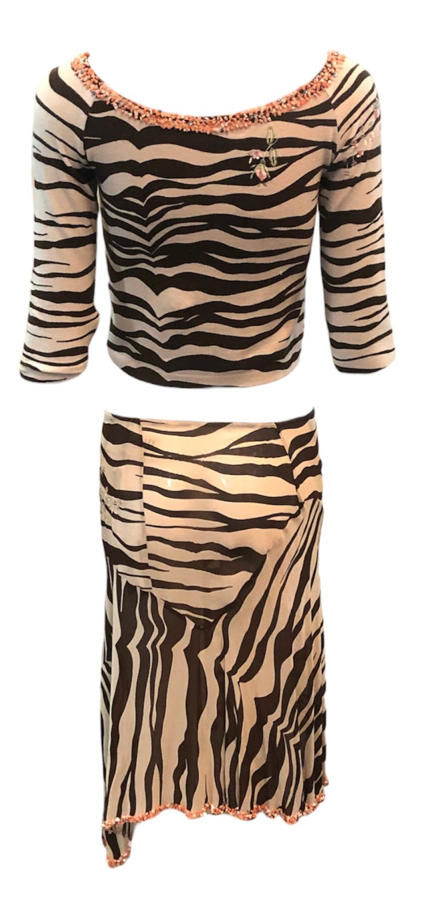  Blumarine Y2k Tiger Print Skirt and Cashmere Sweater Ensemble BACK 3 of 5