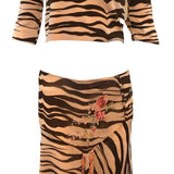  Blumarine Y2k Tiger Print Skirt and Cashmere Sweater Ensemble FRONT 1 of 5