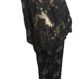 Swinging 60s Black Lace Pantsuit with Nude Underlay SIDE 2 of 4