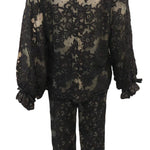 Swinging 60s Black Lace Pantsuit with Nude Underlay BACK 3 of 4