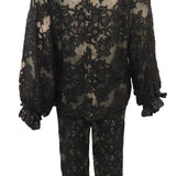 Swinging 60s Black Lace Pantsuit with Nude Underlay BACK 3 of 4