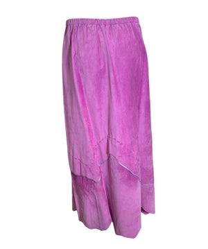  Mara Abboud Purple Suede Hand Painted Feather '80s 4 Piece Ensembl/ front of skirt 