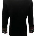  YSL Rive Gauche 80s Black Tunic with Red & Green Faux Gems BACK 3 of 5
