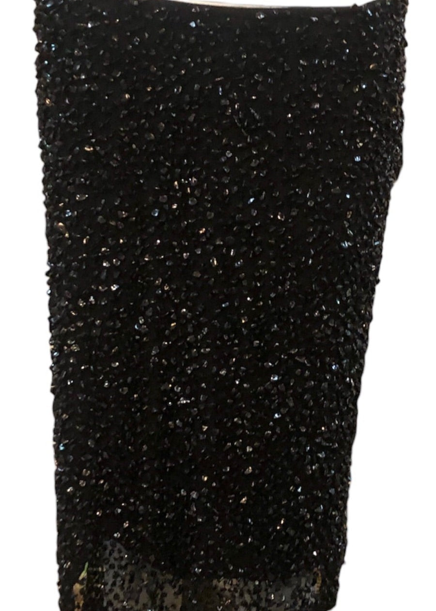 Loewe 2000s  Black  Glass Beaded Cocktail Skirt FRONT 1 of 5