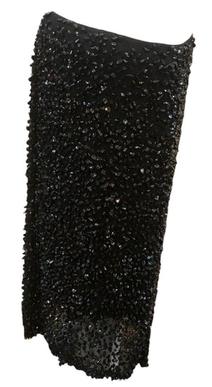 Loewe 2000s  Black  Glass Beaded Cocktail Skirt SIDE 2 of 5