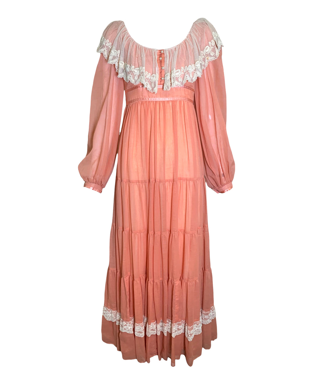 Gunne Sax 70s Salmon Pink Prairie Dress As Is FRONT 1 of 6