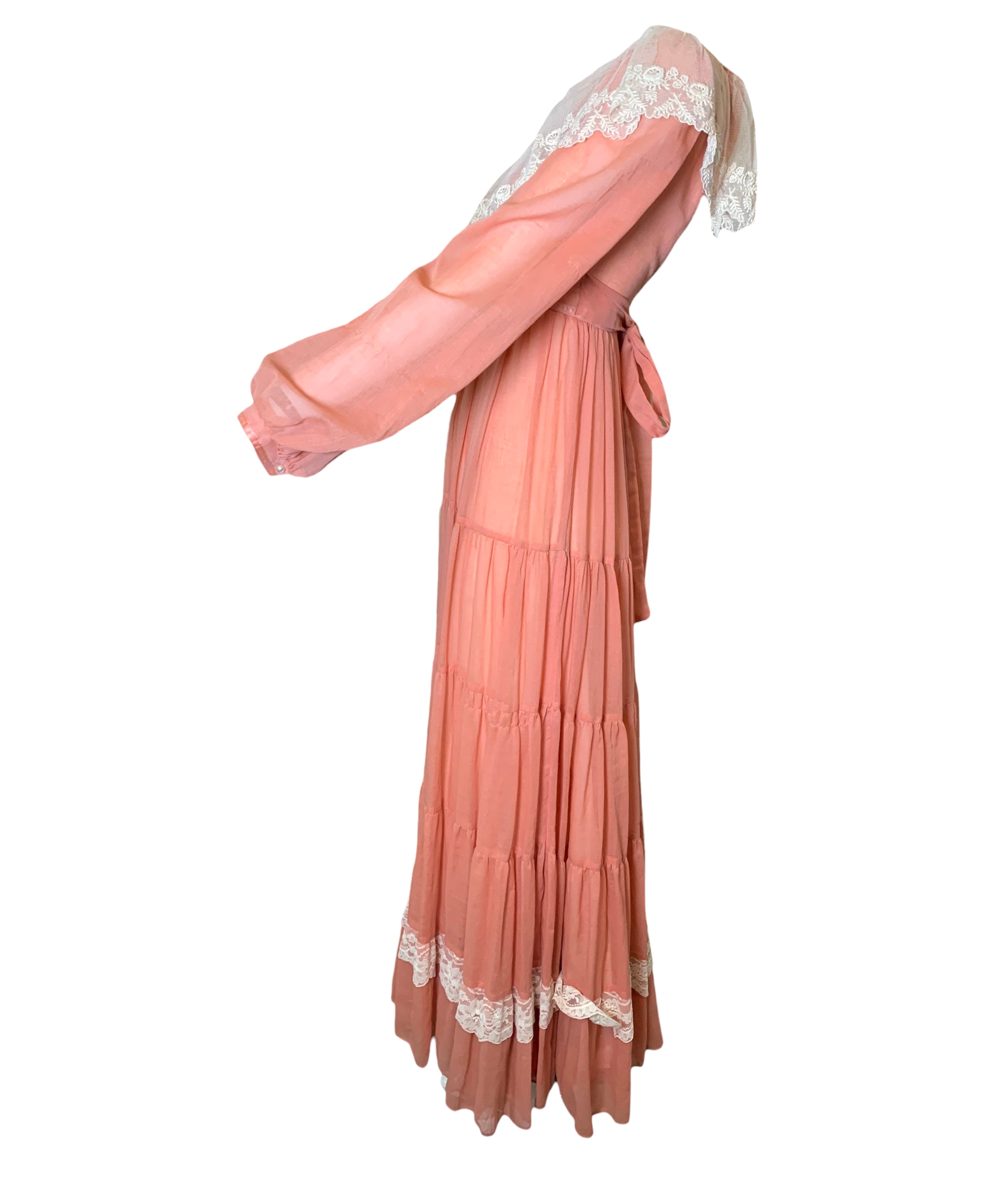 Gunne Sax 70s Salmon Pink Prairie Dress As Is SIDE 2 of 6