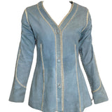 North Beach Leather 70s Baby Blue Suede Whipstitch Jacket