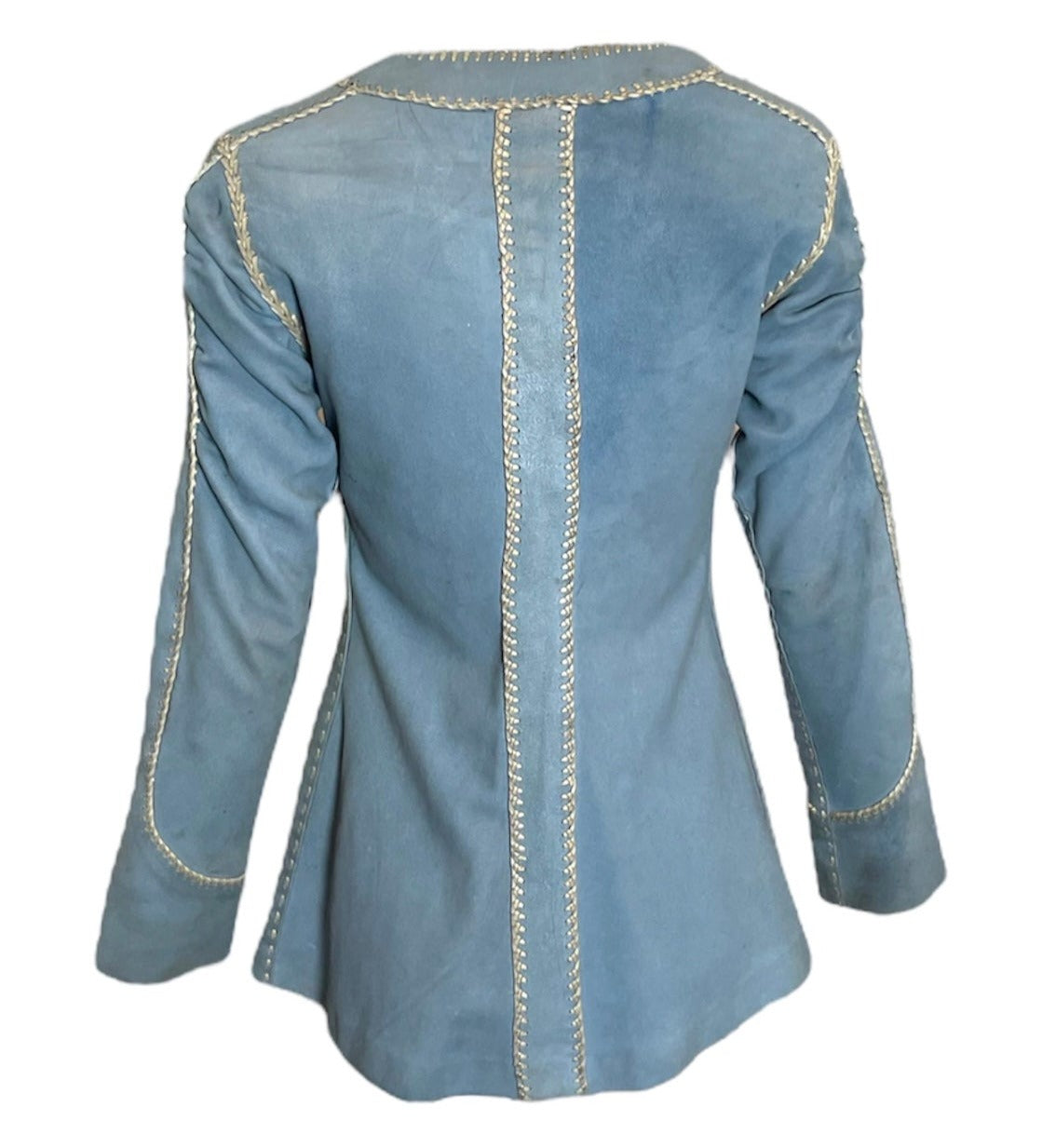 North Beach Leather 70s Baby Blue Suede Whipstitch Jacket, back