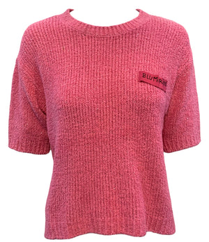  Blumarine  Y2K Bubblegum Pink Chenille Short Sleeve  Sweater FRONT 1 of 5