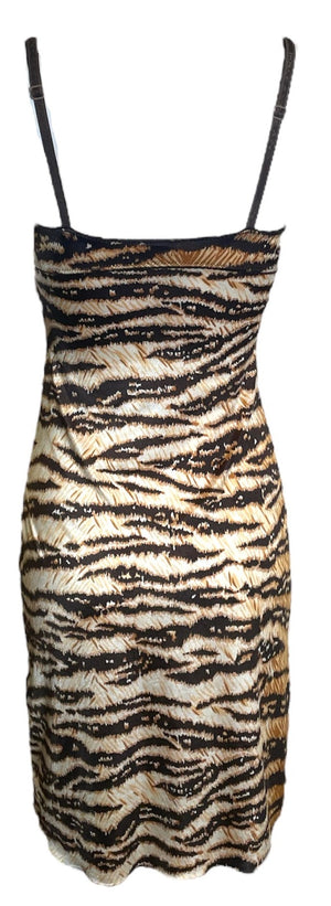 Dolce & Gabbana Y2K Stretchy Tiger Print Slip Dress BACK 3 of 4